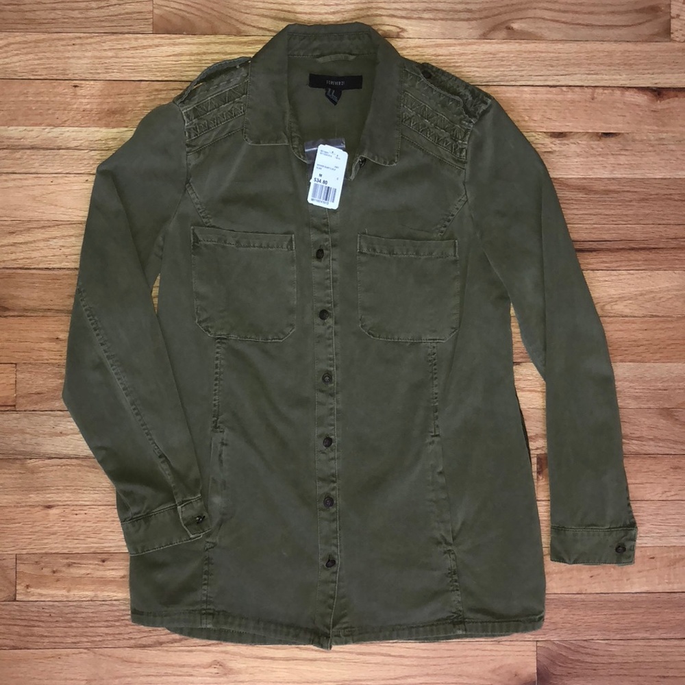 NWT Forever 21 olive green jacket M